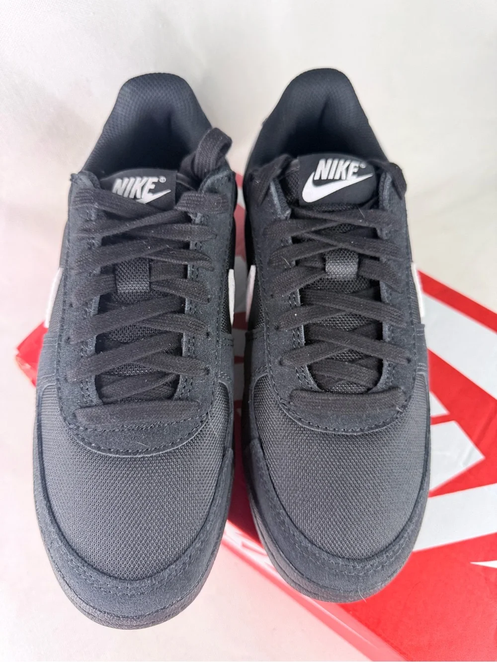 Nike Field General GS Black Suede and Mesh Sneakers with White Swoosh